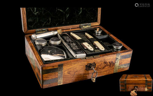 Georgian Gentleman's Travelling Campaign Vanity Box of walnu...