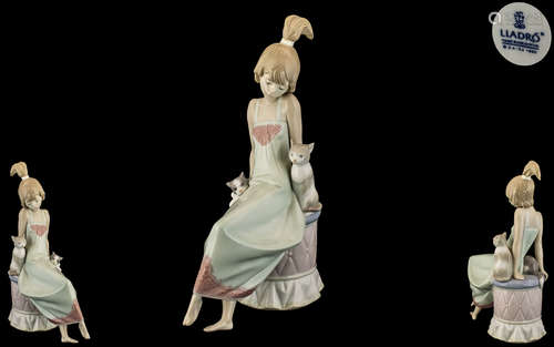 Lladro - Hand Painted Porcelain Figure ' Bedtime - Girl with...