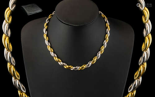 A Stunning Italian 18ct Two Tone Gold Necklace In An Attract...