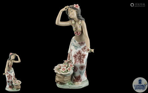 Lladro - Hand Painted Porcelain Figure ' Aloha ' Hawaiian Da...