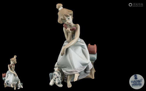 Lladro Hand Painted Porcelain Figure ' Chit Chap ' Girl on T...