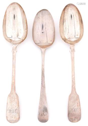 A pair of Victorian silver tablespoons, fiddle pattern, by H...