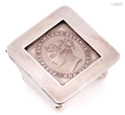 A Victorian silver postage stamp box, 33mm, by James Deakin ...
