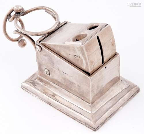 A Victorian silver cigar cutter and piercer, on rectangular ...