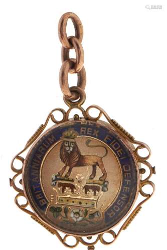 A Victorian reverse painted intaglio set 9ct gold watch fob ...