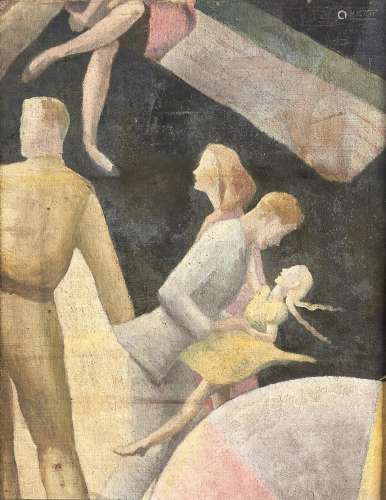 Follower of John Armstrong - Surrealist Figures, oil on canv...