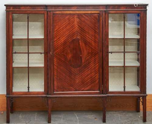 An Edwardian mahogany breakfront display cabinet, c1910, the...