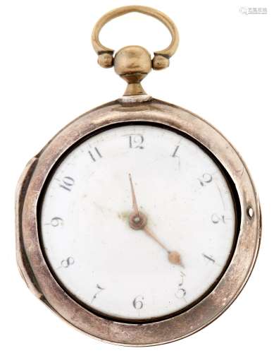 A George III silver pair cased verge watch, Matthew Prior, L...