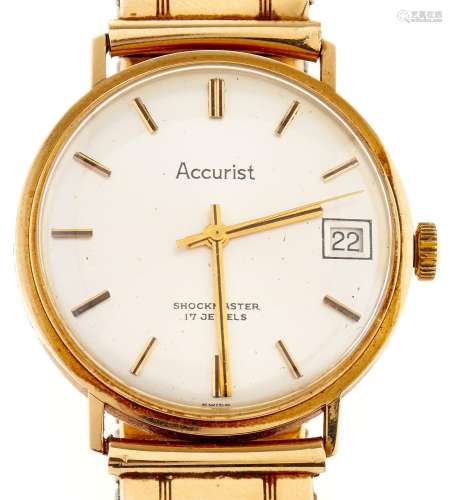 An Accurist 9ct gold gentleman's wristwatch, Shockmaster, wi...