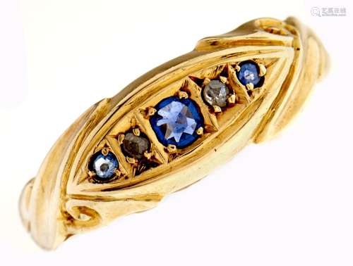 An Edwardian five stone sapphire and diamond ring, in 18ct g...