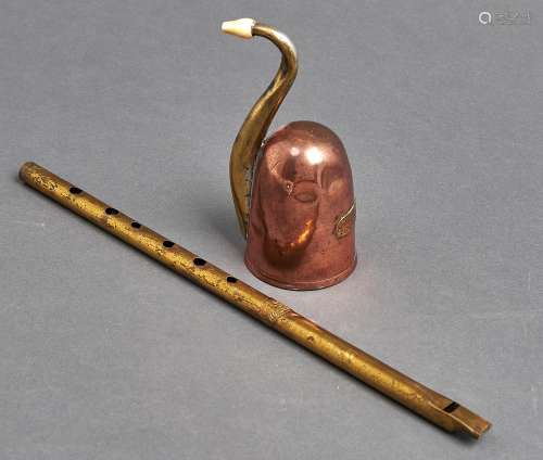 A copper and brass ear trumpet, S Maw, Son & Thompson, Londo...