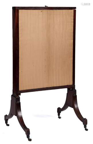 A George III mahogany firescreen, c1800, with ebonised strin...