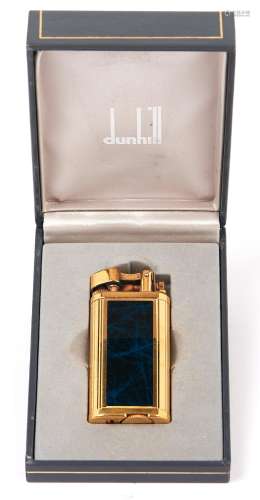 An Alfred Dunhill gold plated and green stone cigarette ligh...