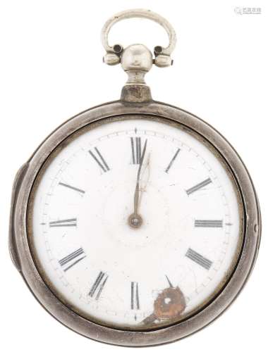 A George III silver pair cased verge watch, unsigned, No 691...