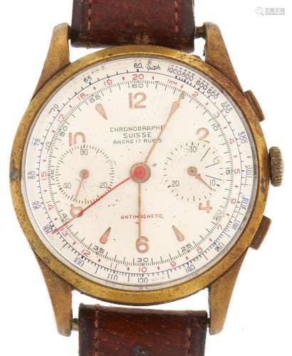 A Swiss gold plated gentleman's chronographe wristwatch Move...