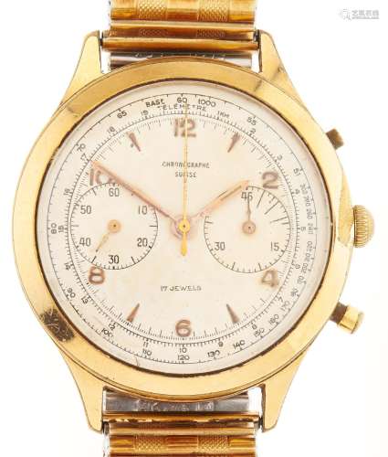 A Swiss gold plated gentleman's chronographe wristwatch, wit...