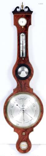 A Scottish mahogany and line inlaid barometer, J Comoltie & ...