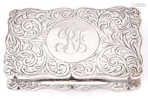 An Edwardian silver snuff box, of scrolling outline with wai...