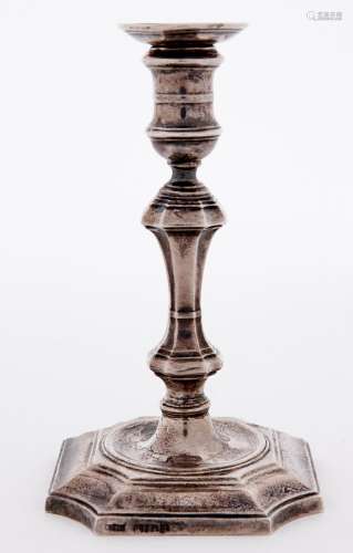 A Victorian silver taperstick, in mid 18th c style, nozzle, ...