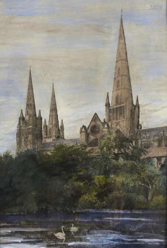 C G Murray, 19th / 20th c - The Minster Towers, Lichfield, e...