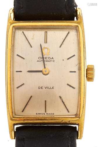 An Omega gold plated rectangular lady's wristwatch, De Ville...