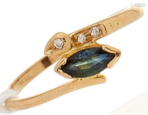 A sapphire and diamond ring, in gold marked 18, 1.7g, size K