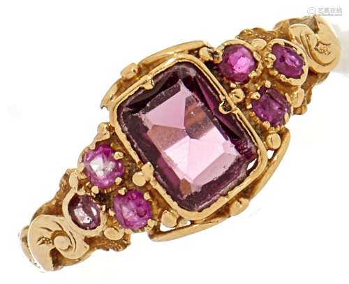 A synthetic ruby ring, in gold, 2.2g, size N