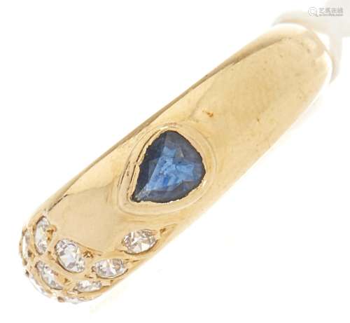 A sapphire and diamond ring, in gold marked 585, 3.7g, size ...