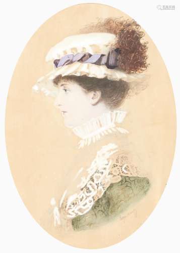 Edgar Hanley (Exh 1880-1883) - Portrait of a Young Woman in ...