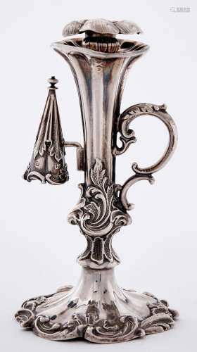 A Victorian silver taperstick, of flared shape with double s...