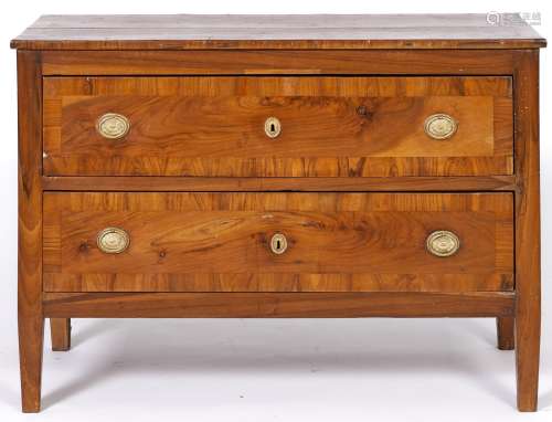 A North Italian walnut and crossbanded commode, 19th c, with...