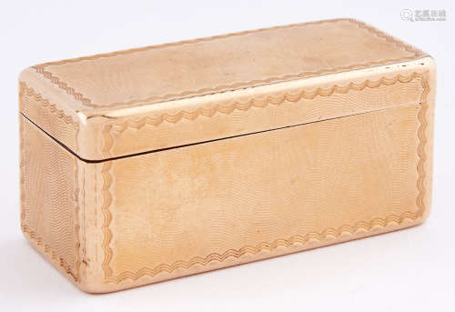 A French gold snuff box, all sides moire engine turned, 64mm...