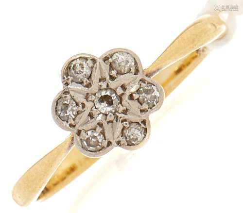 A diamond ring, in gold marked 18ct, 1.8g, size K