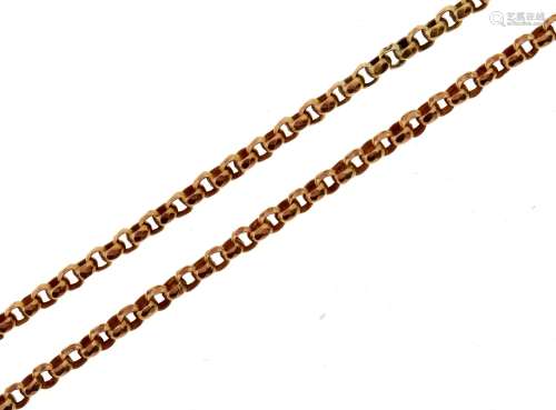 A gold muff chain, c1900, 142cm l, marked 9c, 20.5g In good ...