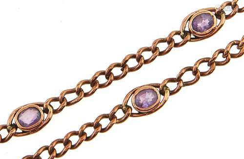 A 9ct gold bracelet set with amethysts, 6.7g