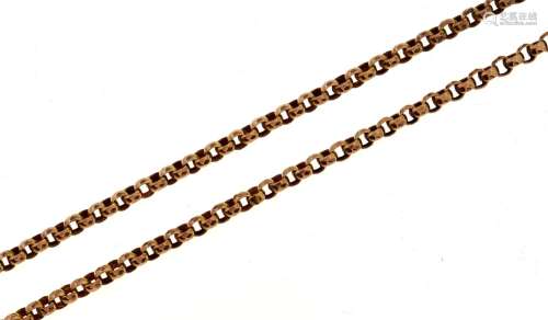 A 9ct gold belcher chain, 91.5cm l, marked on keeper, 17.4g ...