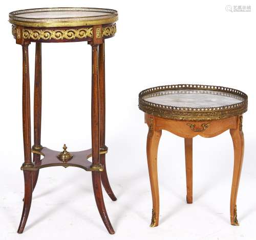 Two French graduated giltmetal mounted mahogany torcheres, l...