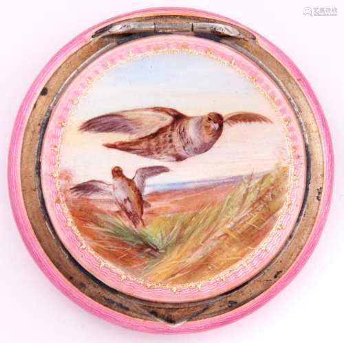 A continental silver gilt and enamel compact, the lid finely...