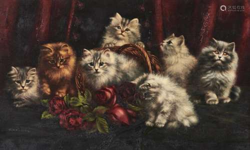 Agnes Augusta Talboys (1863-1941) - Kittens with an ipturned...