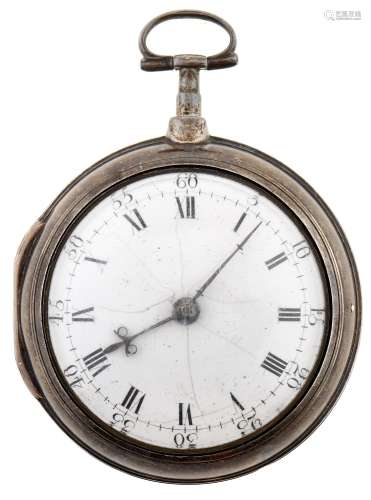 A George III silver pair cased verge watch, maker D Ryland, ...