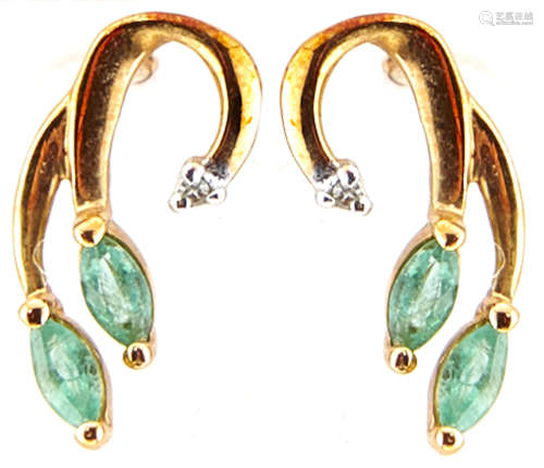 A pair of gem set earrings, marked 375, 1g