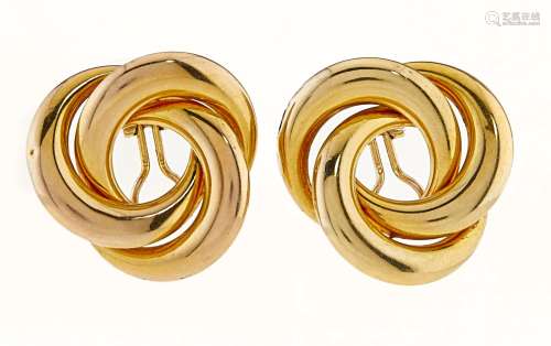 A pair of 9ct gold clip earrings, 10g