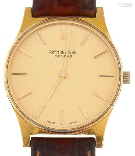 A Raymond Weil gold plated gentleman's wristwatch, mechanica...