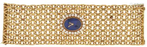 A Jean Renet 18ct gold cuff watch, mechanical movement, with...
