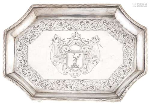 A George III silver teapot stand, crested, 17cm l, by Henry ...