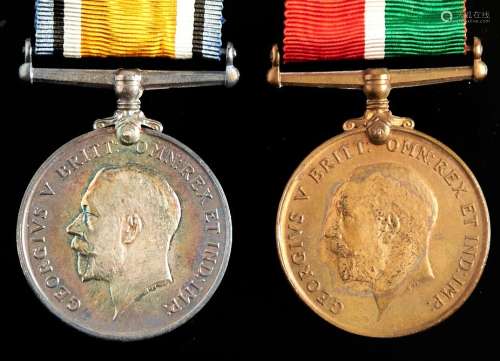 World War I pair, British War Medal and Mercantile Marine Me...
