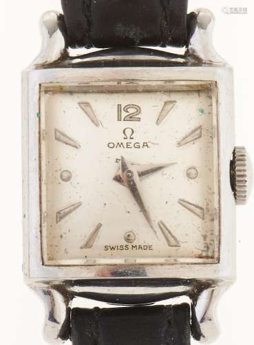 An Omega chrome nickel plated lady's wristwatch Working orde...