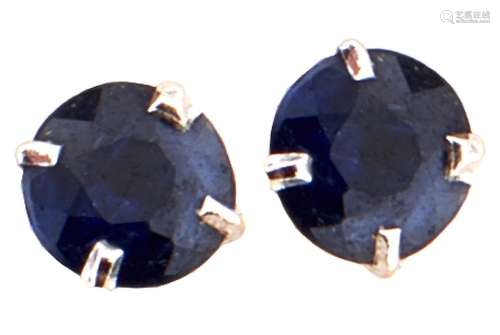 A pair of white gold and sapphire earrings, 0.5g