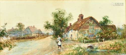 W M Stuart (late 19th / early 20th c) - Village Scene, a pai...