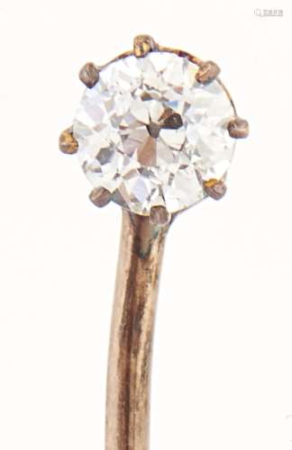 A diamond set 9ct gold stick pin, 1.3g